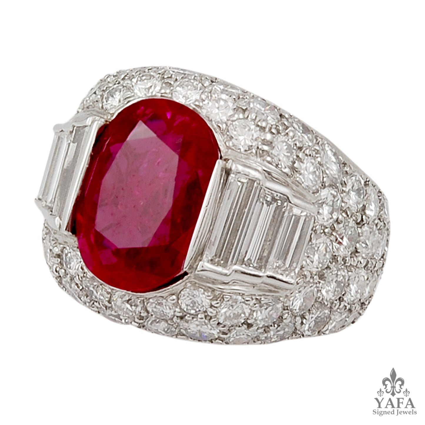 Platinum Burma Ruby, Diamond Ring