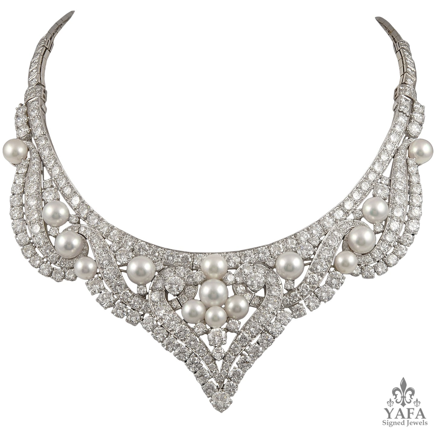 DAVID WEBB Pearl & Diamond Necklace / Tiara