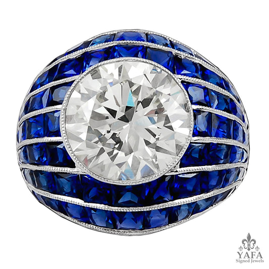 Platinum Diamond & Sapphire Ring 6.05 cts.