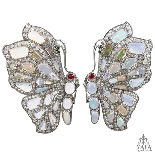 SEAMAN SCHEPPS Diamond & Opal 2 pcs. Butterfly Double Clips