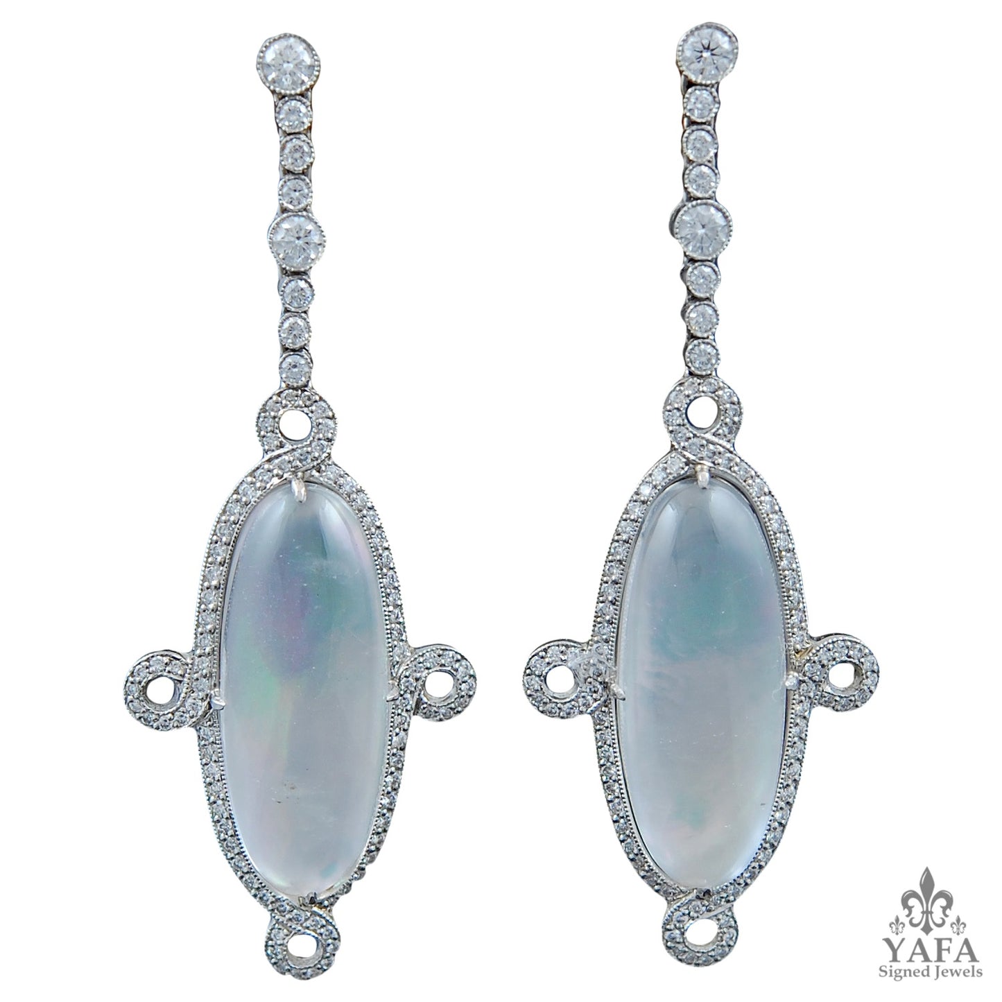 Platinum Diamond, Crystal & Mother of Pearl Earrings
