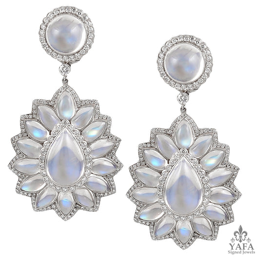 Platinum Diamond & Moonstone Earrings