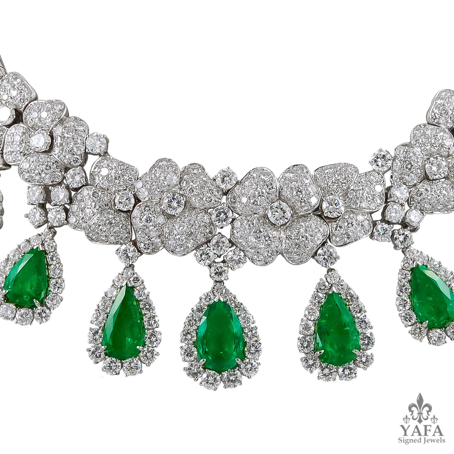 Platinum Diamond & Emerald Necklace