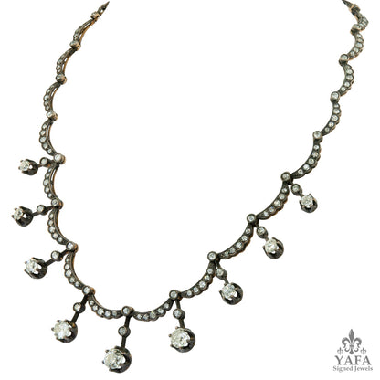 Silver over Gold Diamond Necklace