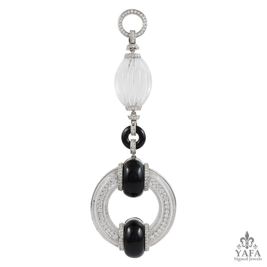 Platinum Diamond, Crystal & Onyx Pendant