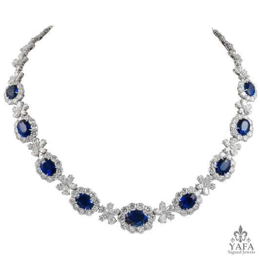 Platinum Diamond & Sapphire Necklace