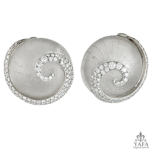 Contemporary Diamond Crystal Seashell Earrings