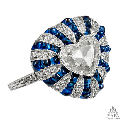 Heart Shaped Diamond, Sapphire Ring