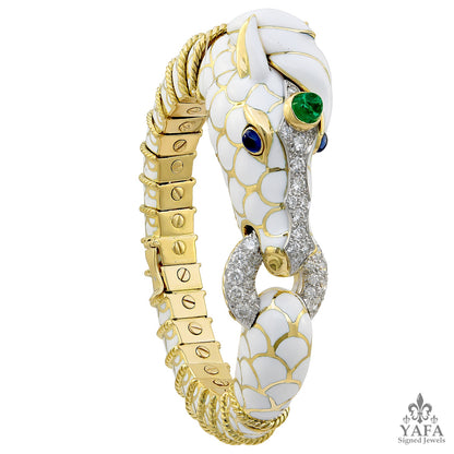 DAVID WEBB Emerald, Sapphire, Diamond Horse Bracelet