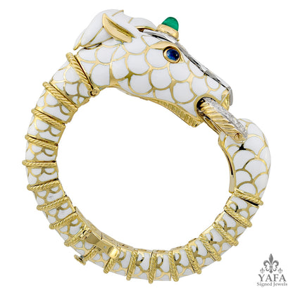 DAVID WEBB Emerald, Sapphire, Diamond Horse Bracelet