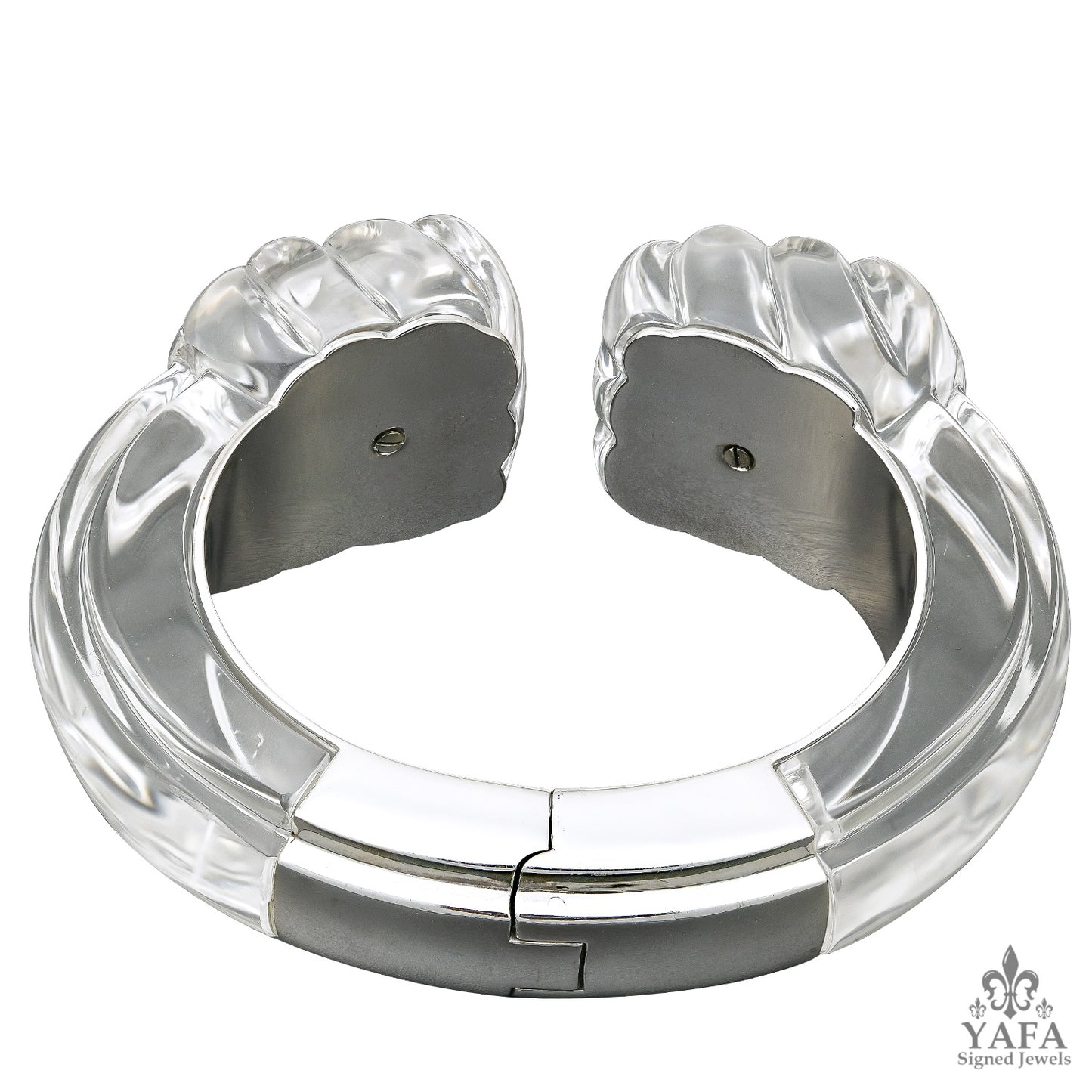 DAVID WEBB Rock Crystal, Diamond Twilight Cuff Bracelet