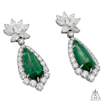 HARRY WINSTON Pear-Shaped Emerald, Diamond Earrings