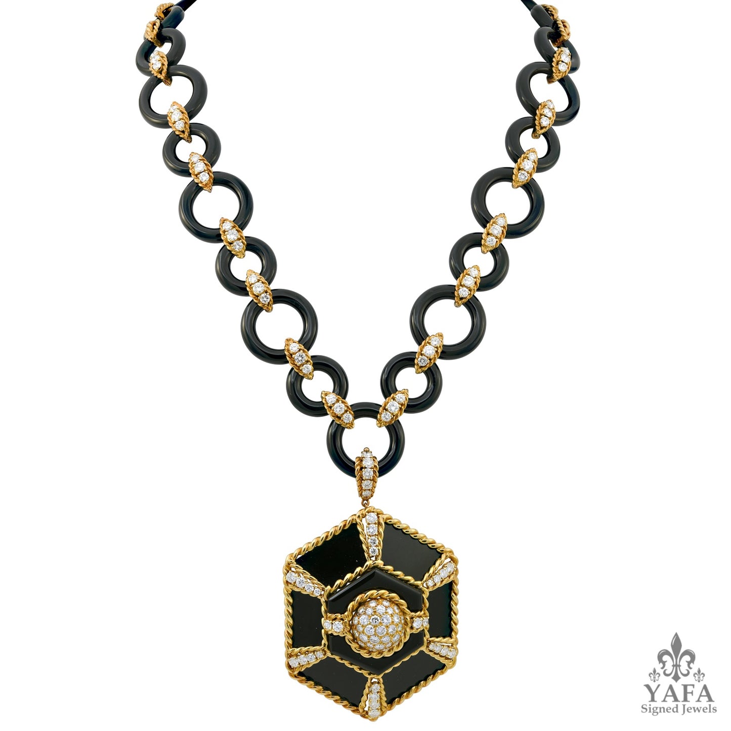 VAN CLEEF & ARPELS Diamond, Onyx Pendant Necklace