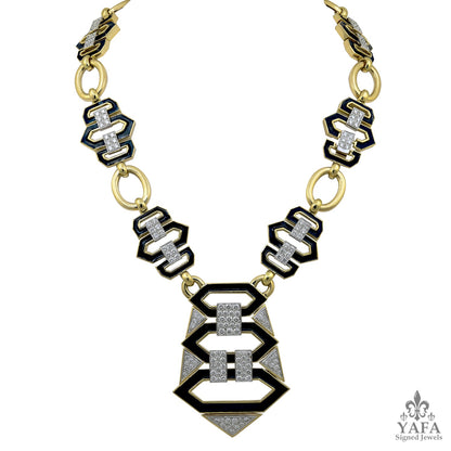 DAVID WEBB Triptych Link Diamond Lex Necklace
