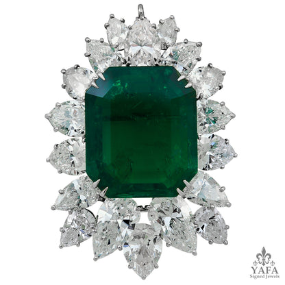 Harry Winston Diamond & Emerald Pendant Necklace
