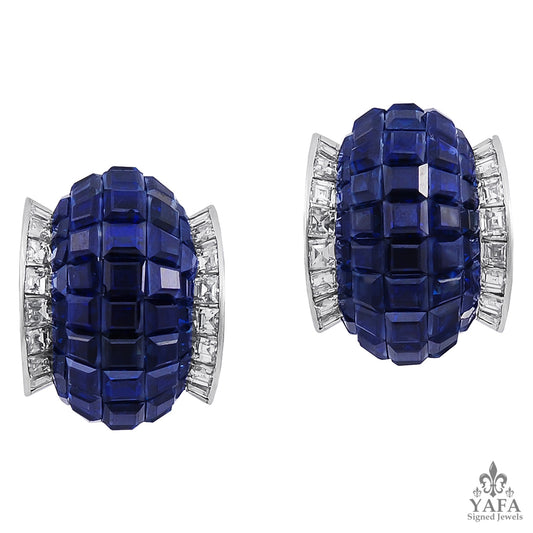 VAN CLEEF & ARPELS Mystery-Set Sapphire, Diamond Earrings