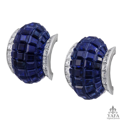 VAN CLEEF & ARPELS Mystery-Set Sapphire, Diamond Earrings