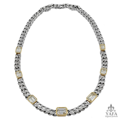 BULGARI Two Tone Gold Diamond Link Necklace & Earrings