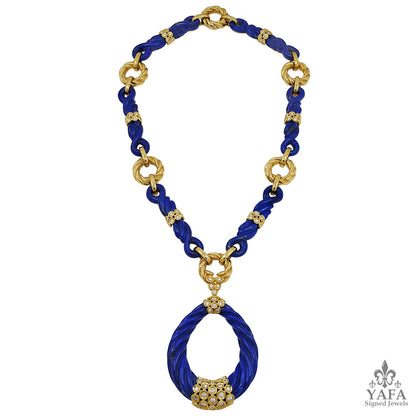 VAN CLEEF & ARPELS Diamond Lapis Lazuli Pendant-Necklace