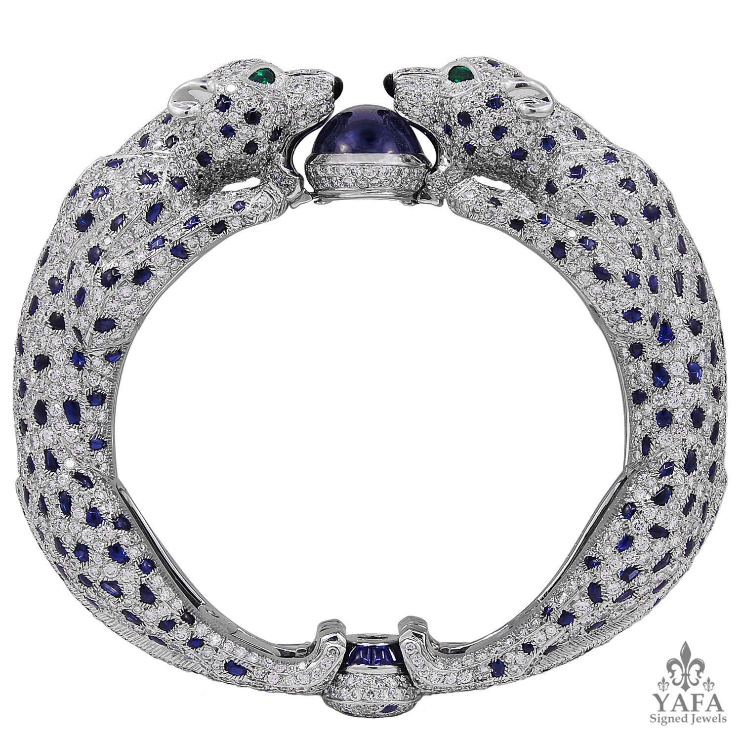 Decor Diamond Ruby Emerald Panther Bracelet 54258 - DECOR Jewelry