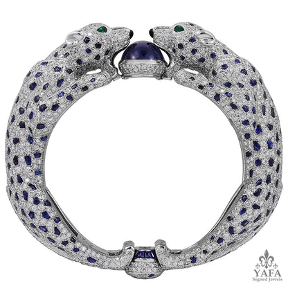 CARTIER Diamond and Sapphire Double Panther Bracelet