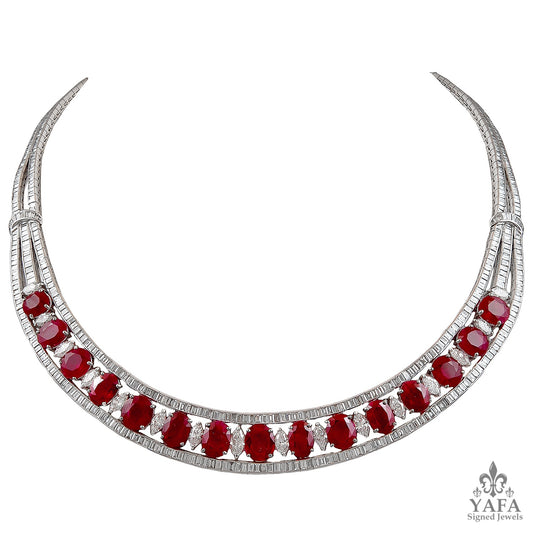 Platinum Ruby, Diamond Necklace