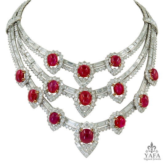 VAN CLEEF & ARPELS Retro Ruby, Diamond Necklace