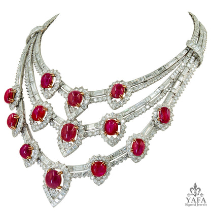 VAN CLEEF & ARPELS Retro Ruby, Diamond Necklace