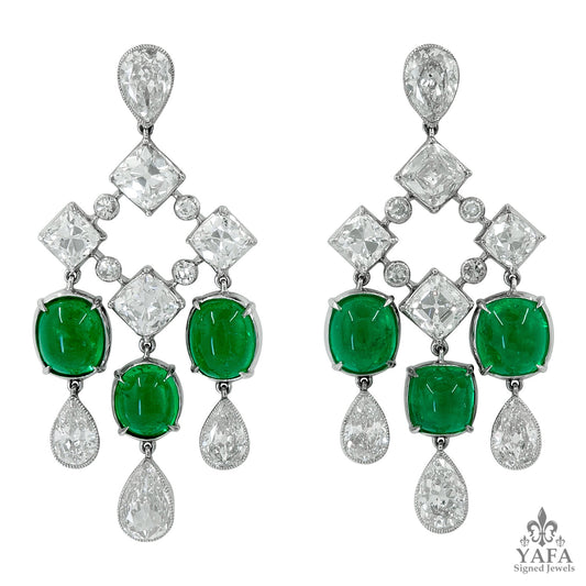 Platinum Diamond, Colombian Emerald Earrings