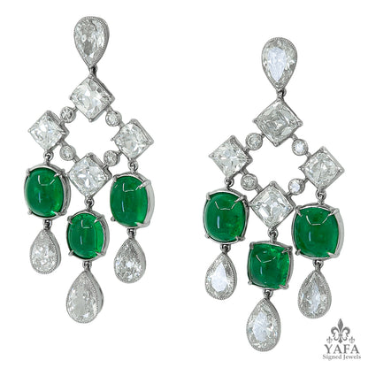 Platinum Diamond, Colombian Emerald Earrings