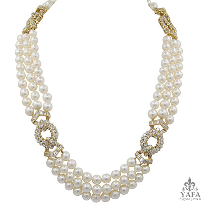 VAN CLEEF & ARPELS Diamond, Multi-Strand Pearl Necklace