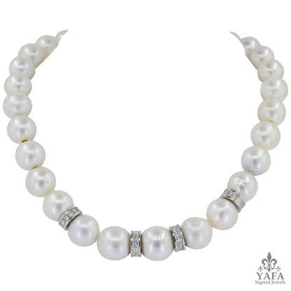 Pearl Diamond Rondelle Matinee Necklace
