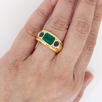 Emerald Sapphire Signet Ring