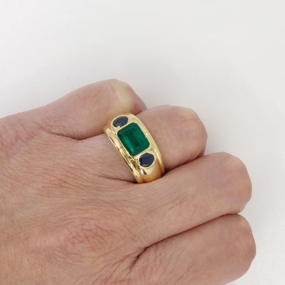 Emerald Sapphire Signet Ring