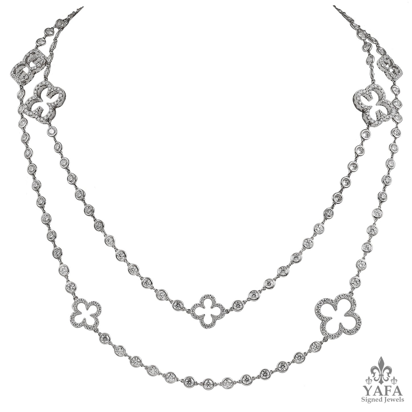 Contemporary Diamond Clover Wrap Necklace