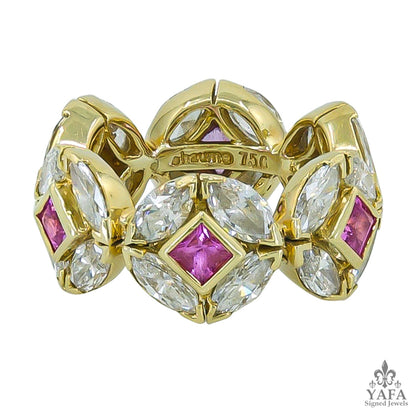 HAUME Diamond Pink Sapphire Eternity Band Ring