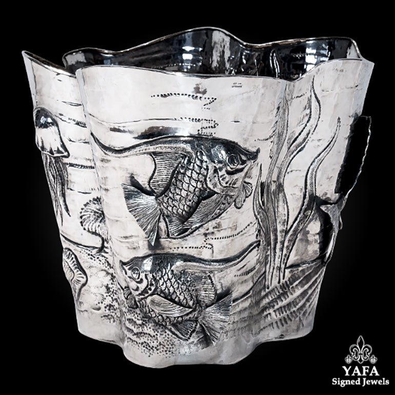 BUCCELLATI Silver Sea Motif Champagne Bucket