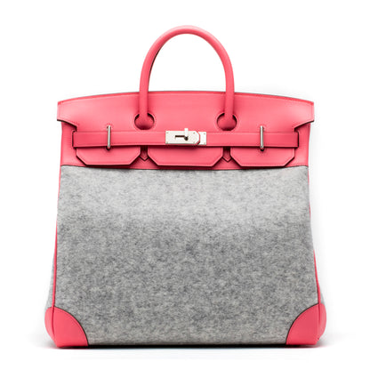 HERMES Rose Azalee and Gris Clair Wool Birkin 40cm