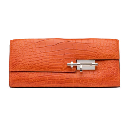 HERMES Verrou Matte Alligator Clutch